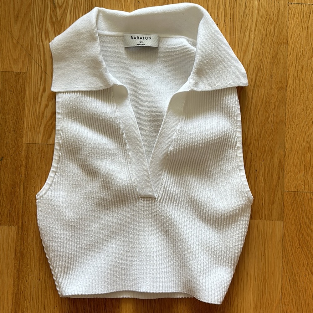 Babaton Ribbed Collared Cropped Tank - Picture 2 of 3